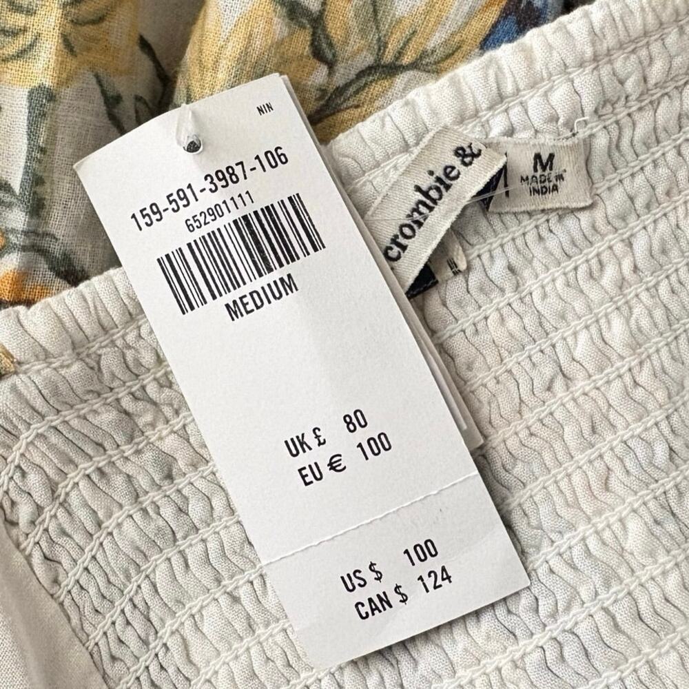 Abercrombie & Fitch Tropical Floral Maxi Dress Smocked Back Button Front M - Picture 10 of 13